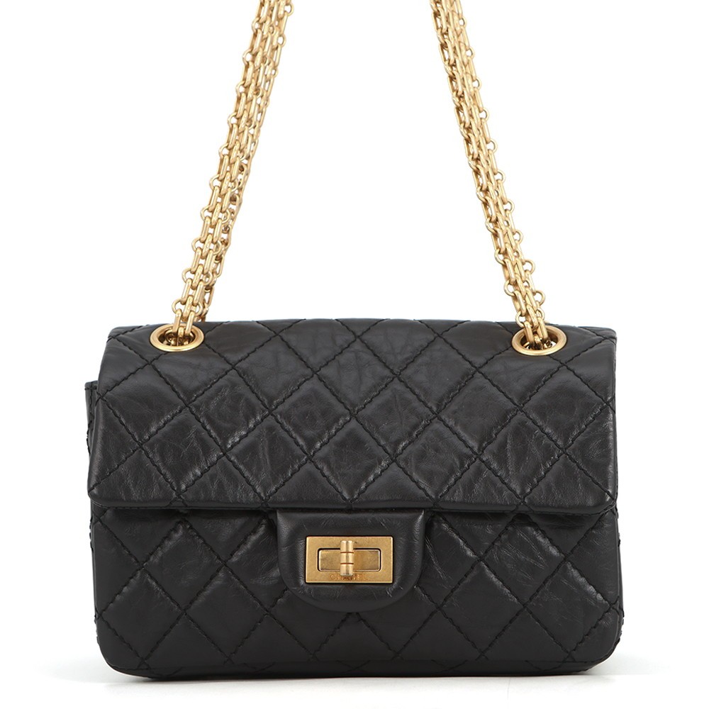 CHANEL 2.55 ChainShoulder Bag Size Mini Aged Calf Leather Black AS0874-Y0463…