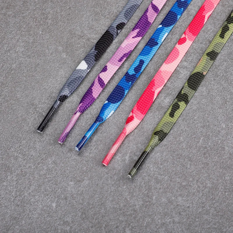 1 Pair Flat Shoelace Cream Camouflage Print Shoelaces for Sneakers AF1 0.8CM Wid