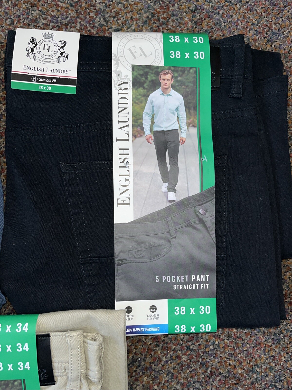 English Laundry Men’s 5 Pocket Straight Fit Pant Brown,BLACK,BLUE 1768319