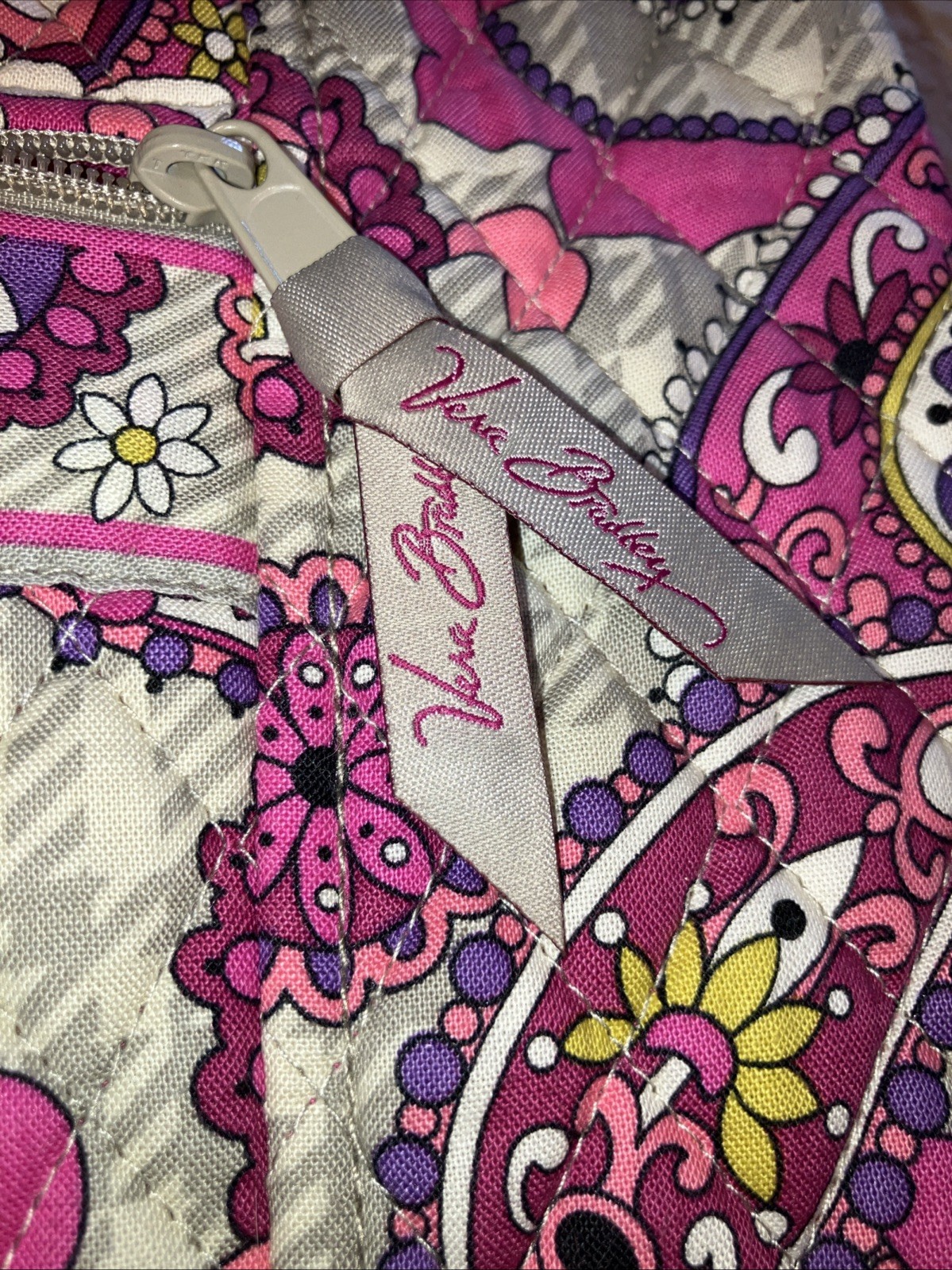 VERA BRADLEY Pink “Paisley Meets Plaid” Quilted Drawstring Cinch Backpack-Clean-