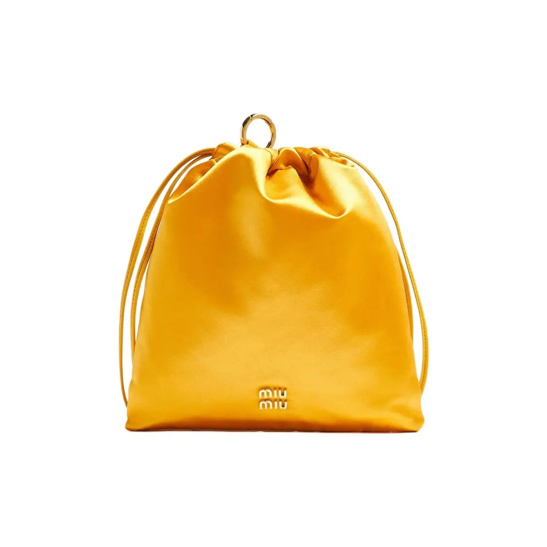 MIU MIU Classic Logo Drawstring Closure Clutch Women’s Yellow 7×1.5×7.8 in