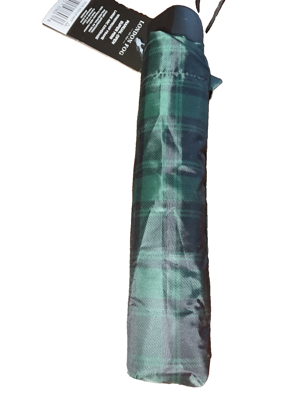 LONDON FOG UMBRELLA NAVY BLUE GREEN CHECK MANUAL OPEN SUPER OPEN NWT