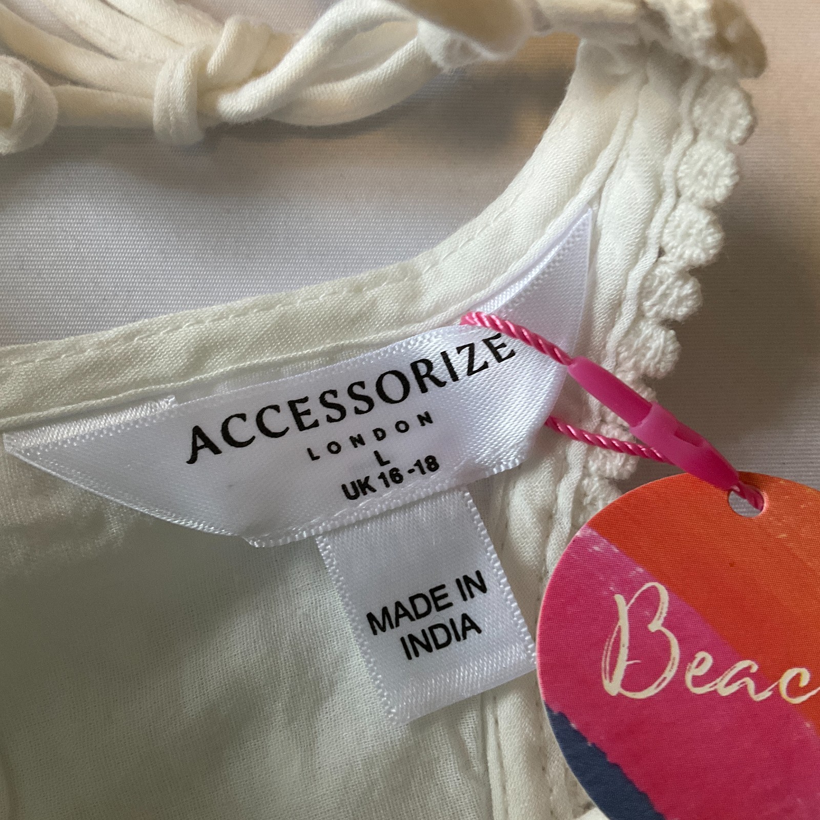 Accessorize London Beach Maxi Day Dress Womens Size L White Straps Lace Lined