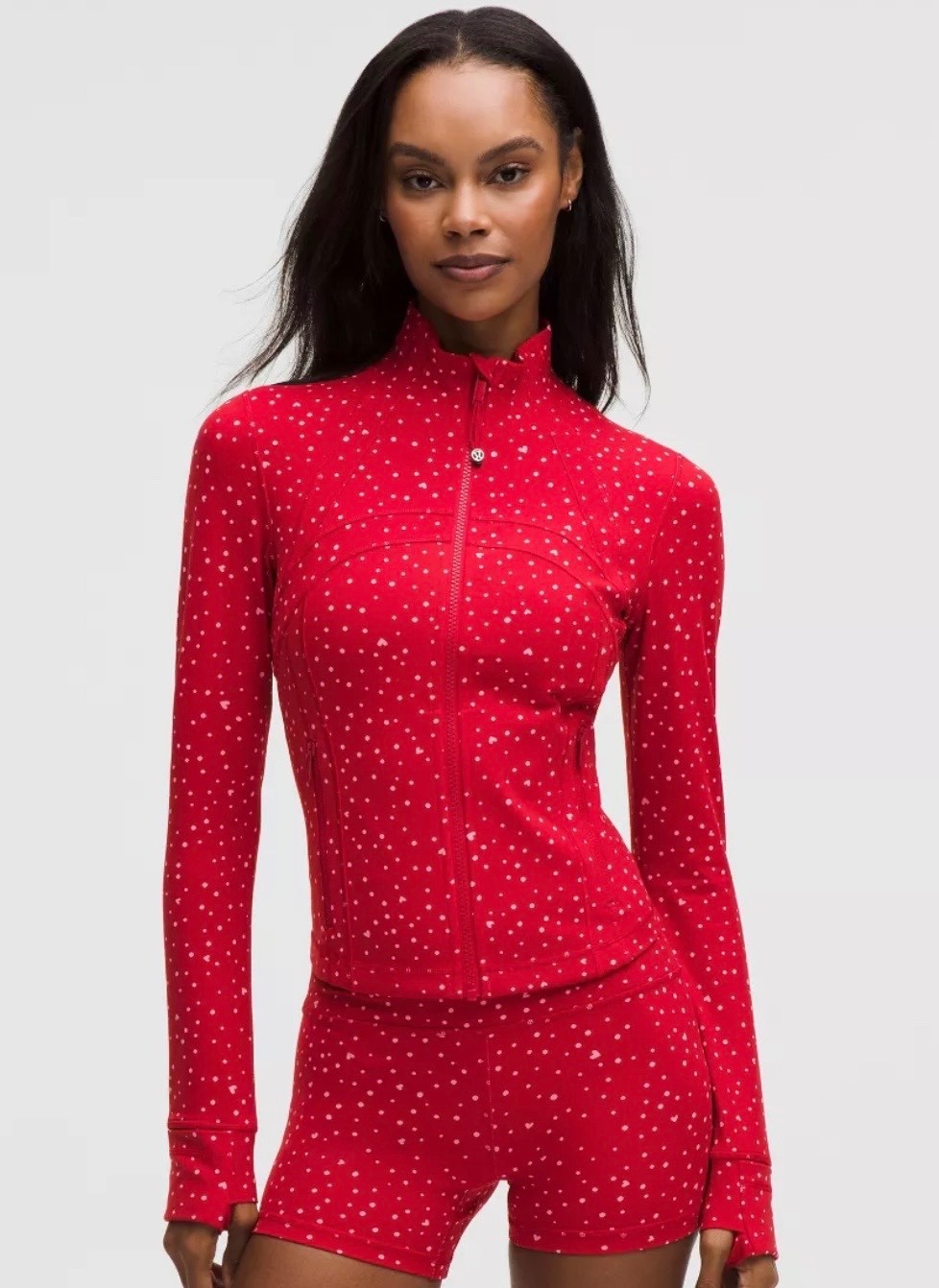 Lululemon Cropped Nulu Define Jacket in Heart Scatter Dot Print US Size 0