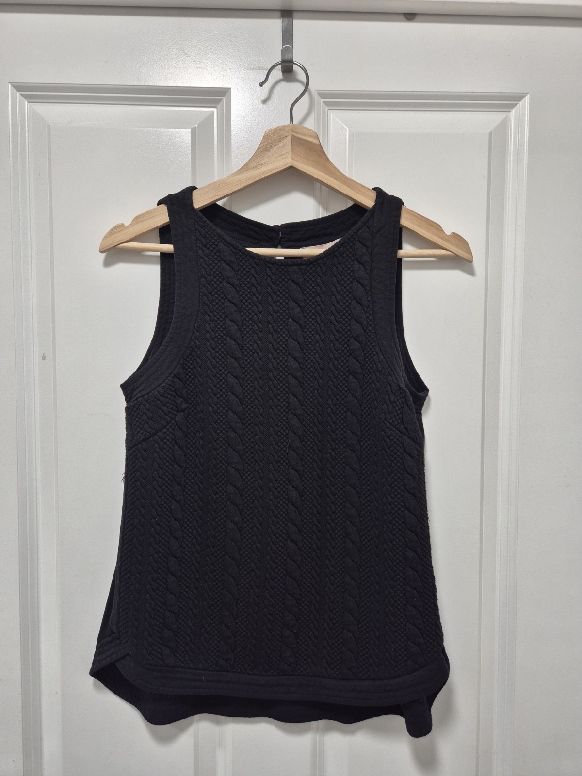 Philosophy Black Textured Sleeveless Top Size S Hi-Low Hem Stretch Tank Blouse