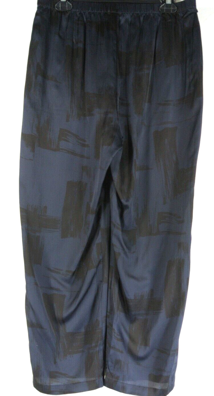 NEW Eileen FisherBrushstroke Print Straight Leg Silk Blend Ankle pants L #P3631