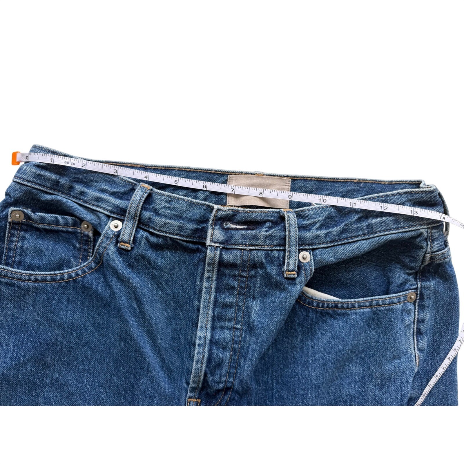 Everlane The Cheeky Jean Blue Denim High Rise Button Fly Straight Leg Jeans 28
