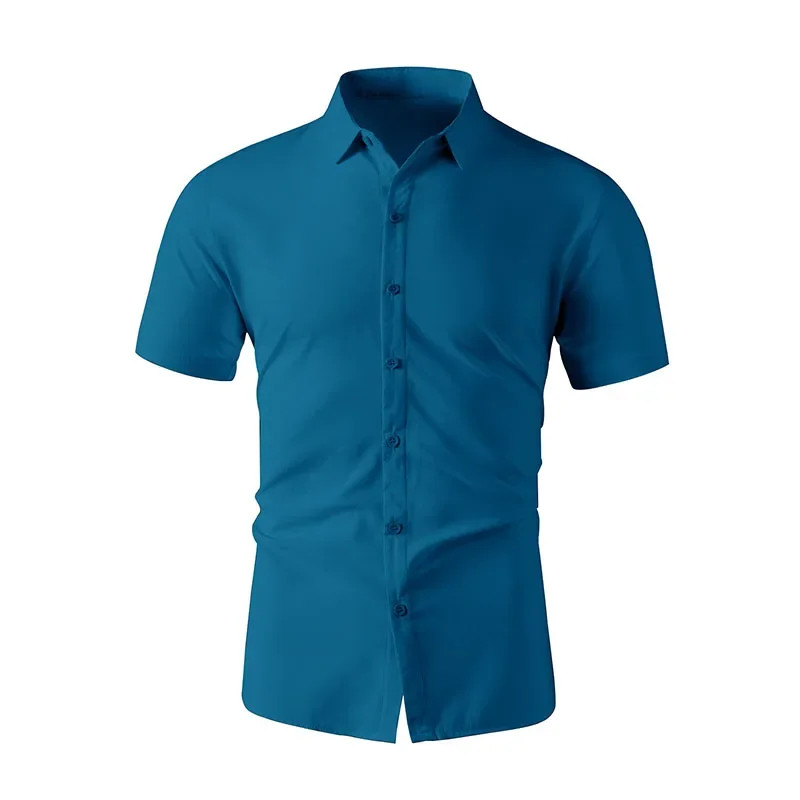 New Men’s Business Casual Solid Color Short Sleeved Shirt for Summer Fashion No