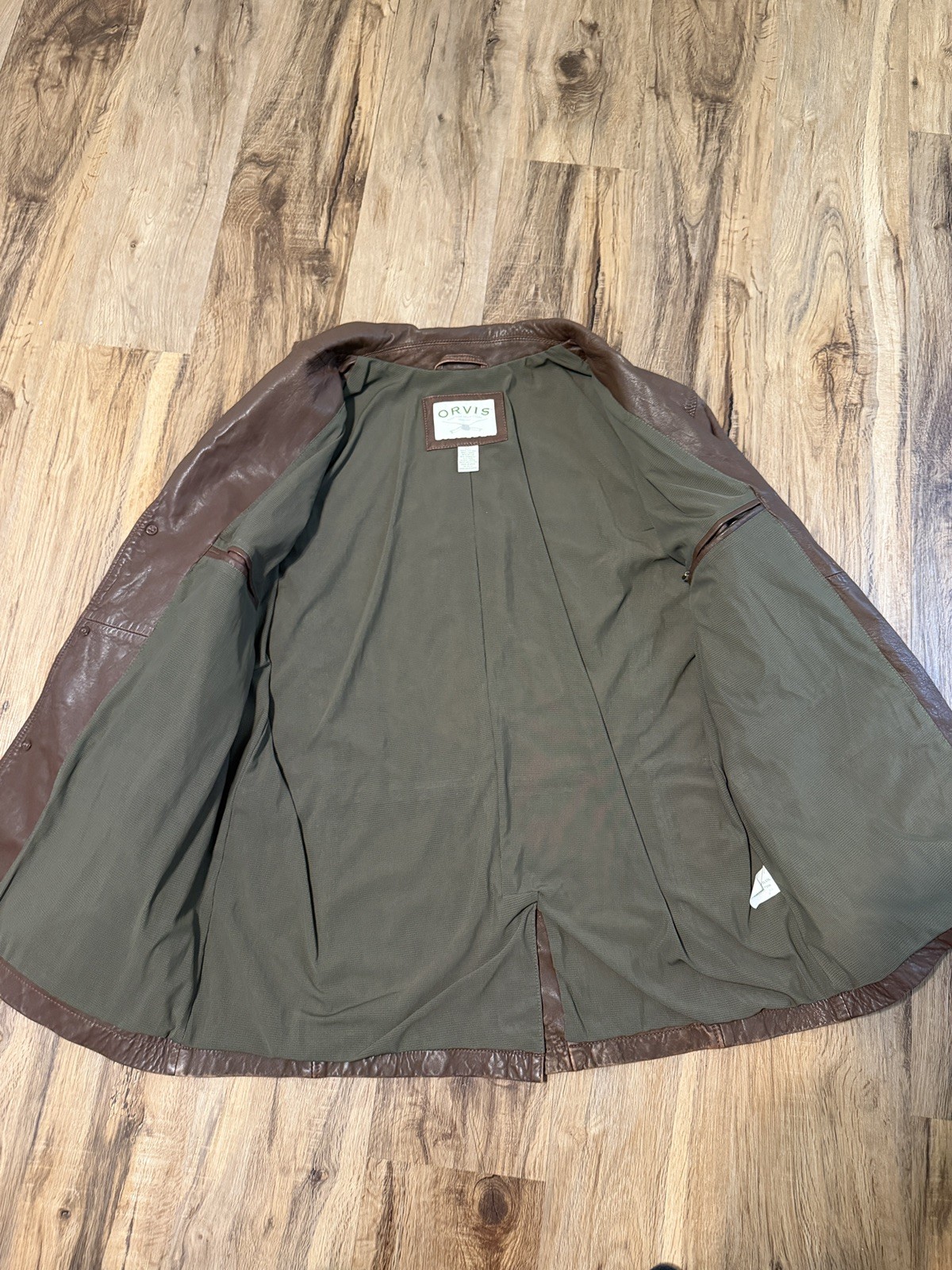 Orvis Brown Leather Jacket Men’s Sz XL