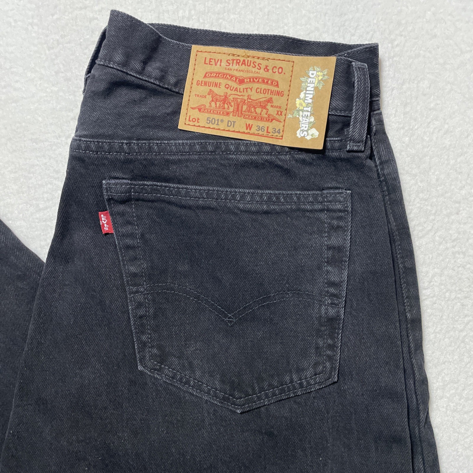 Denim Tears x Levi’s 501 Jeans Button Fly Black 36×34 Big E NWOT DT501 XX New