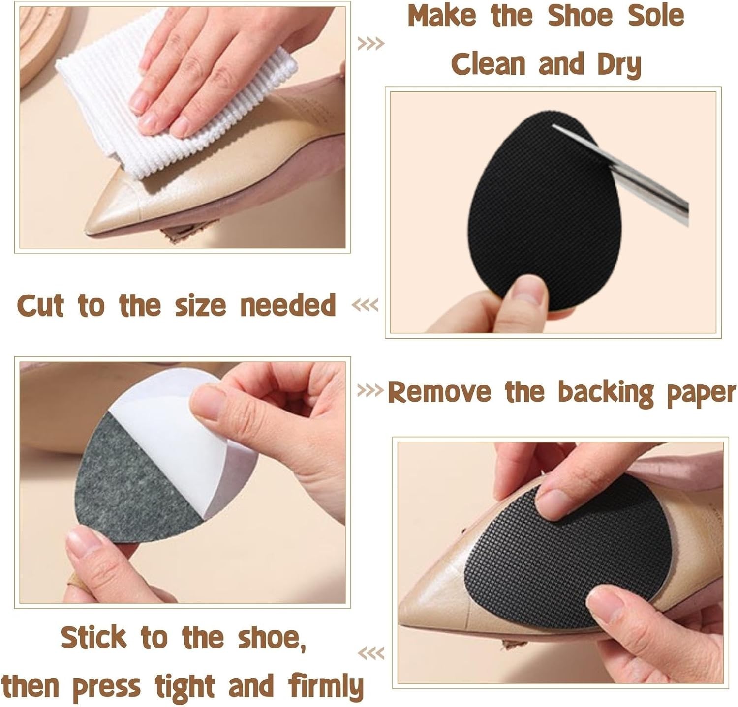 Non-Slip Shoe Pads, Sole Protectors for Bottom of Shoes, 6PCS Black