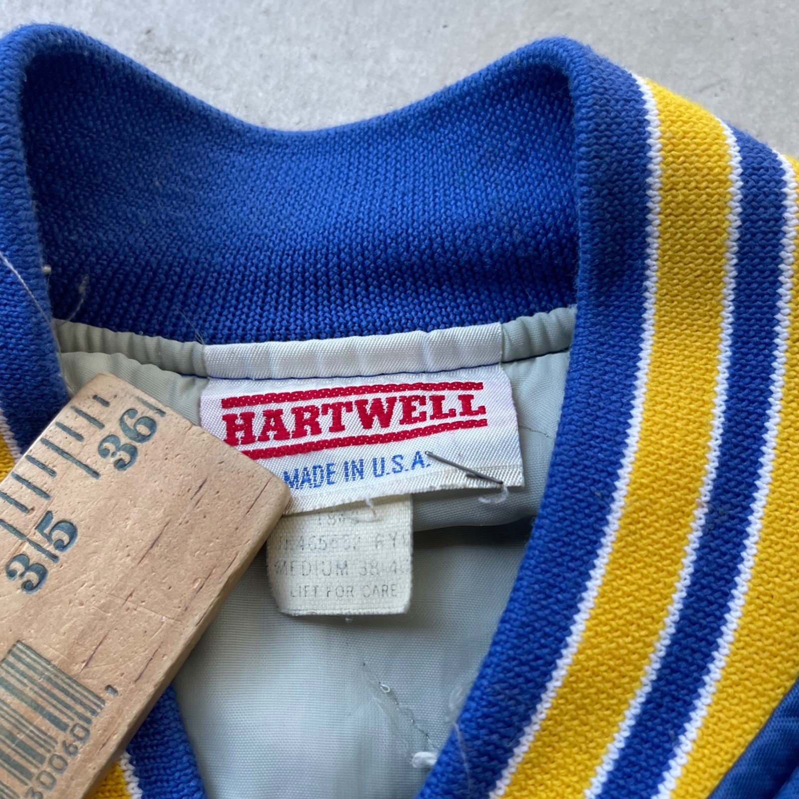 Vintage Hartwell Satin Varsity Jacket Blue Yellow Suburban Exteriors Mens Medium