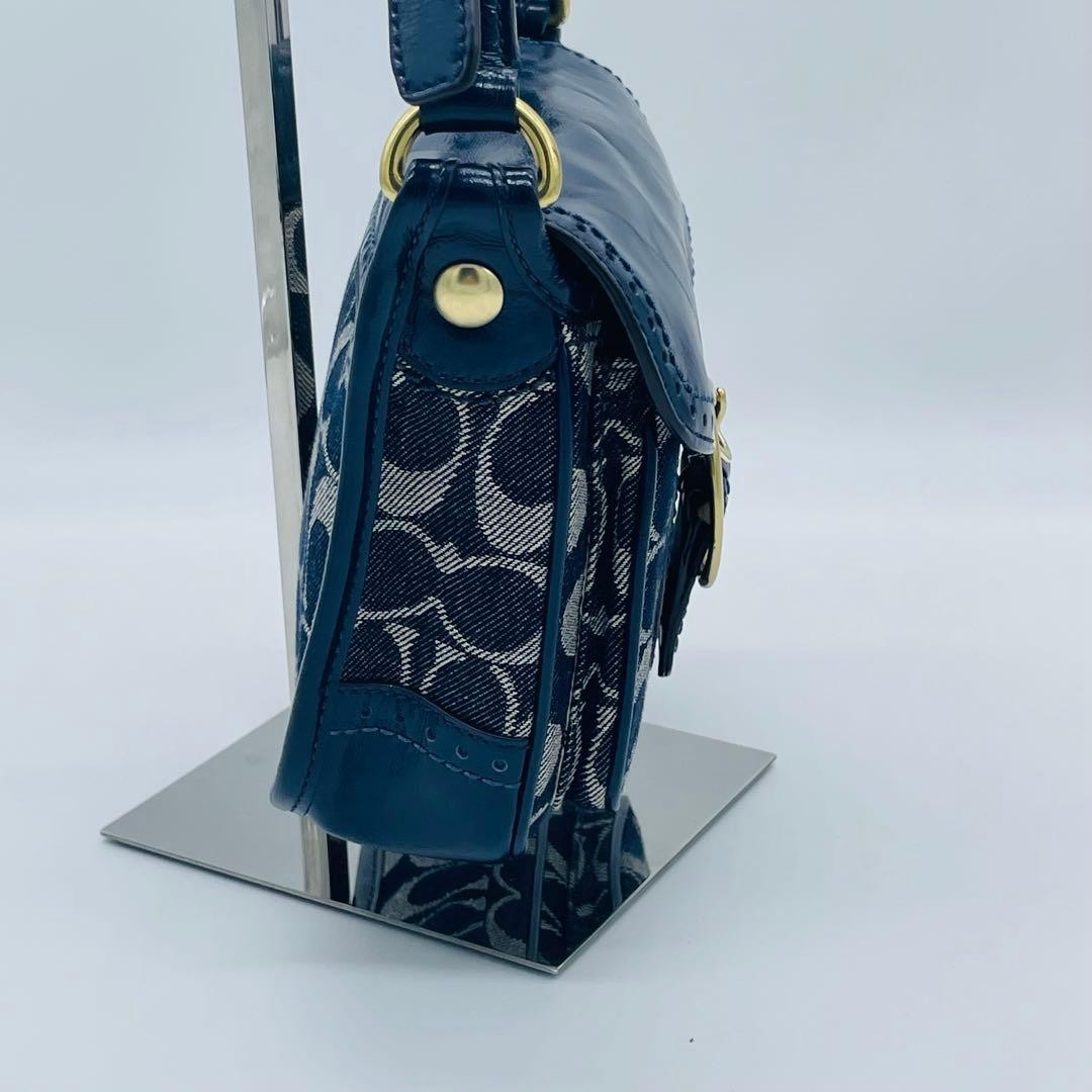 COACH Bleeker Legacy Flapbag Soho Signature Shoulder Bag Navy Denim