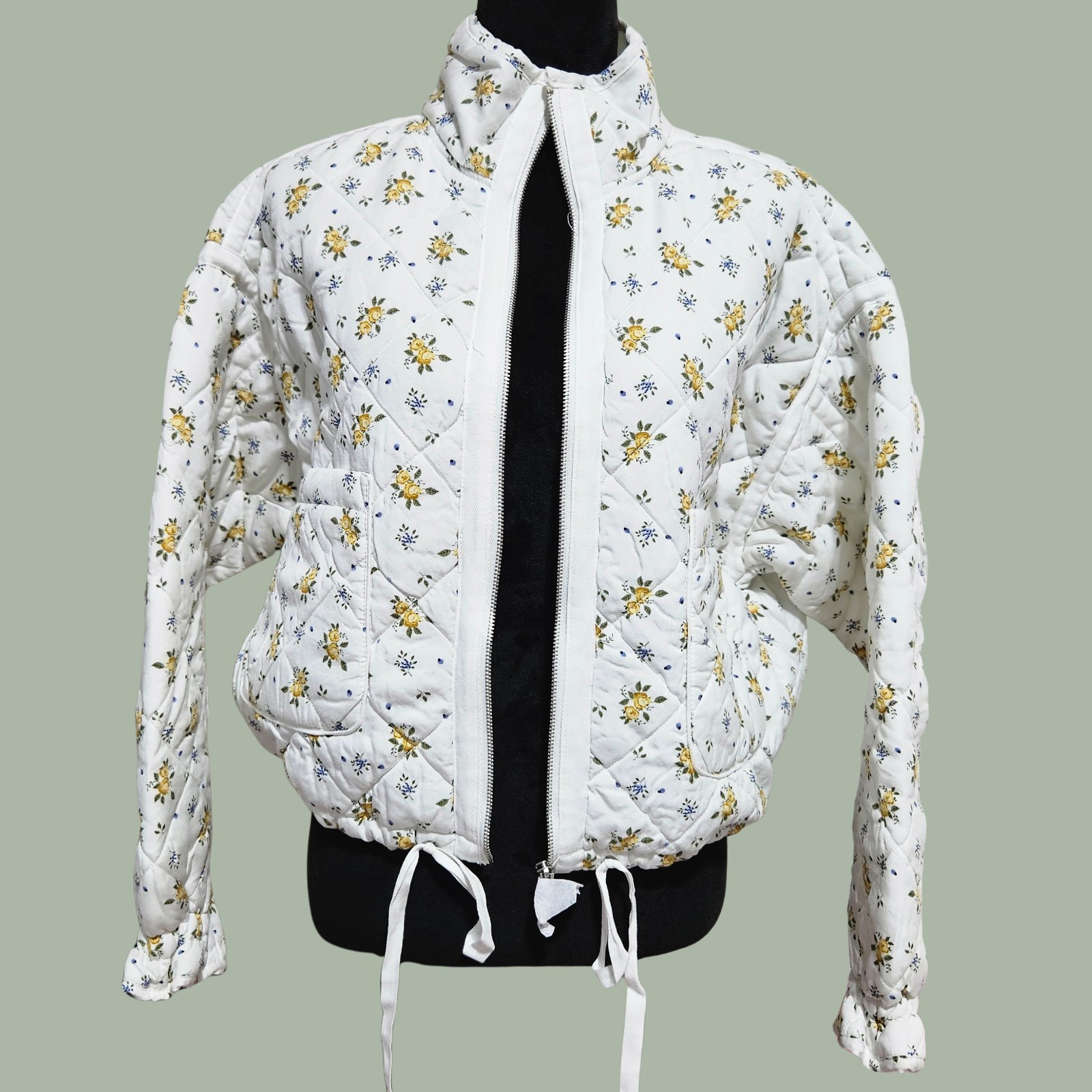 BLANKNYC Jacket Small Quilted Cropped Sun Bathed Floral Retro Cottagecore Fall!