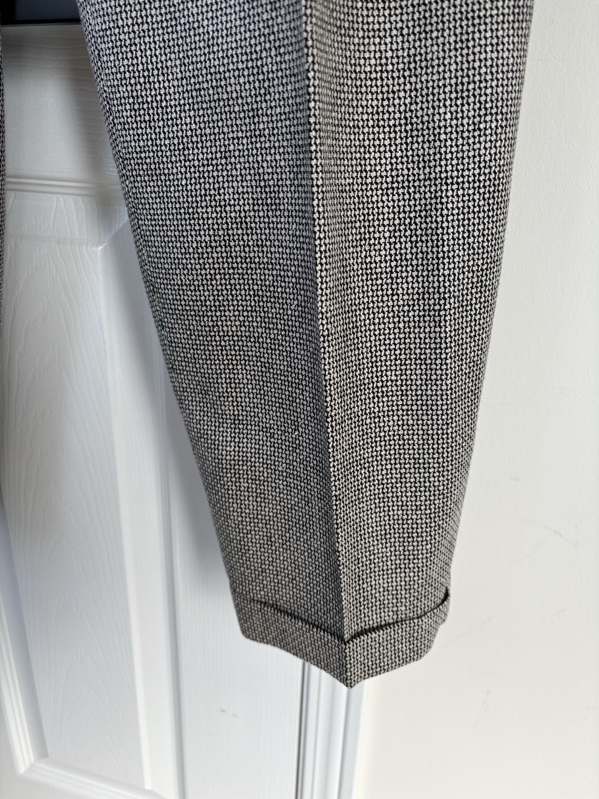 Holt Renfrew Vintage Silk Wool Trousers Cuffed Gray Canada Size 6 Reg Lined