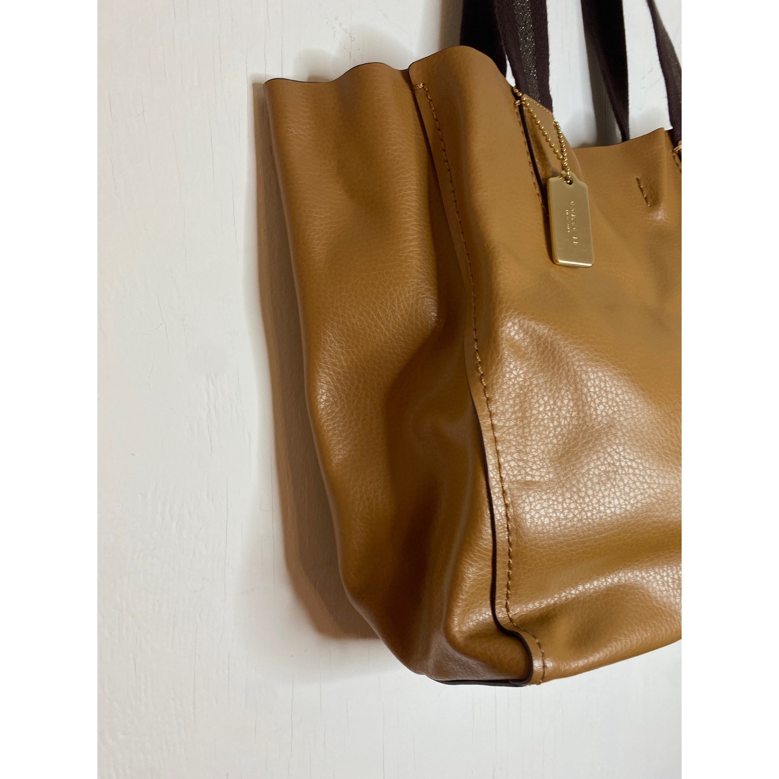 Coach Derby Tote Bag Purse Saddle Brown Pebbled Leather Womens F58660 Office