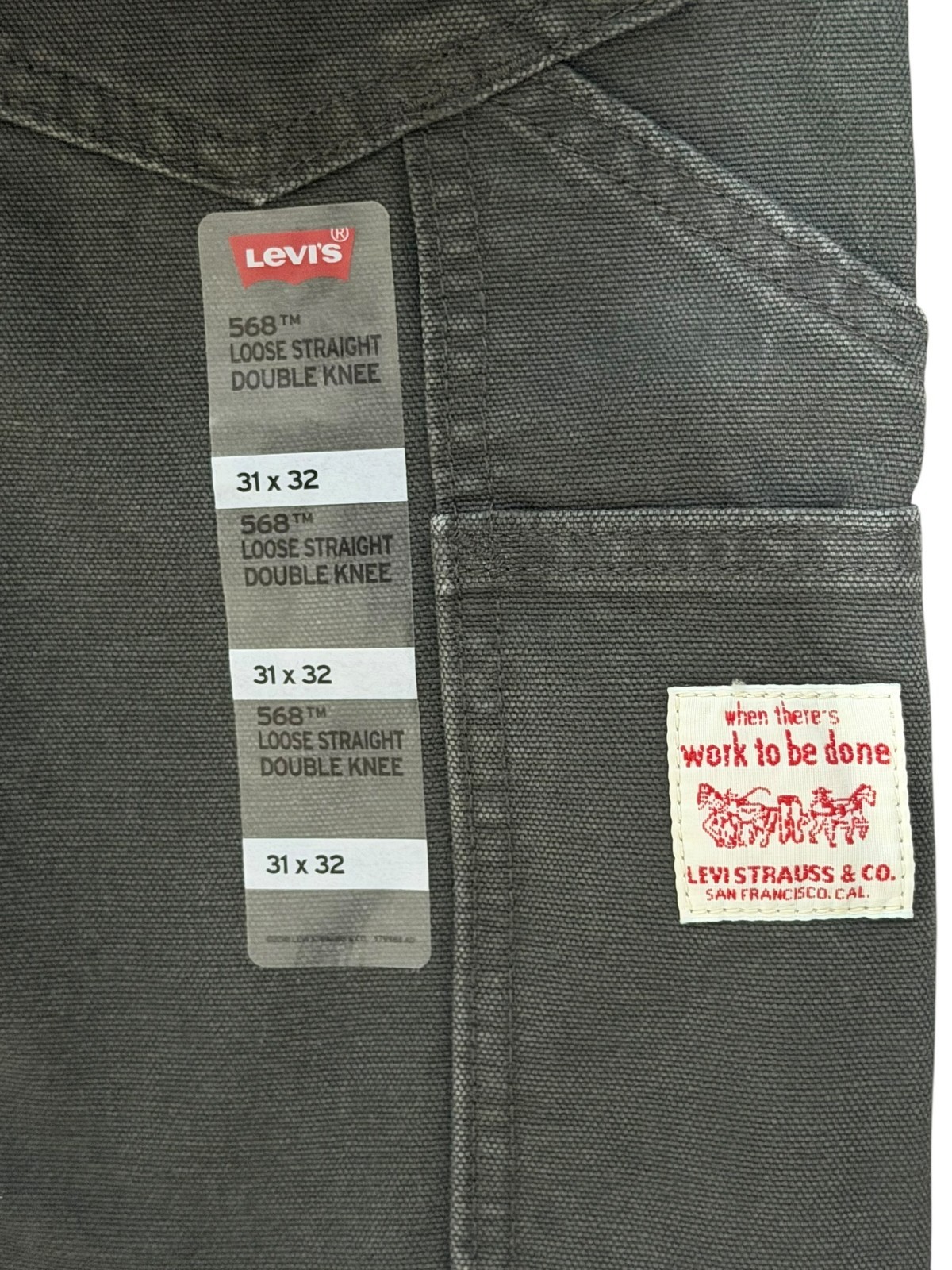 Levi’s 568 Workwear Loose Straight Carpenter Pants Men Green Cotton W31 x L32