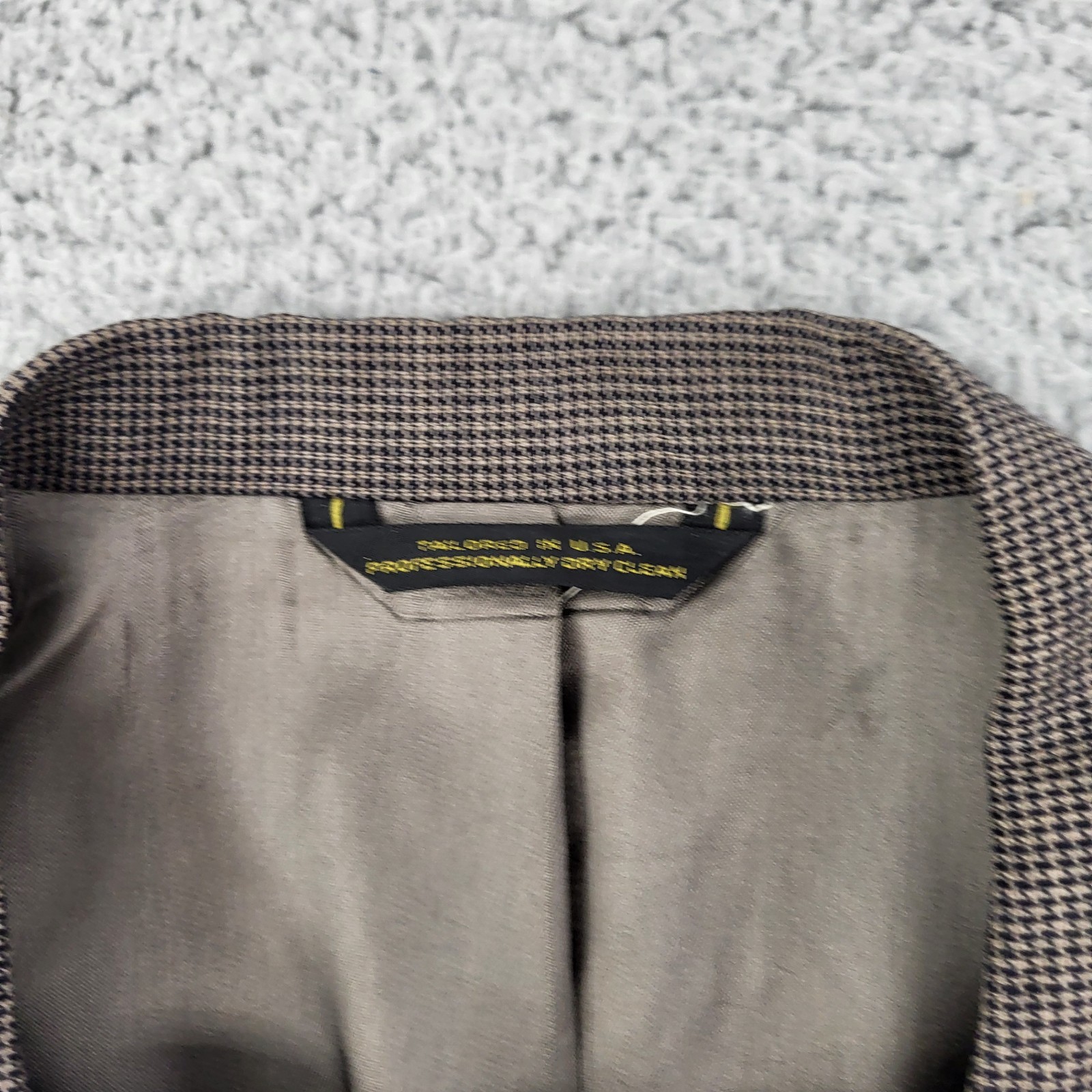 Corporate Image Tom James Blazer Mens XL Wool Brown Houndstooth Suit Jacket Coat