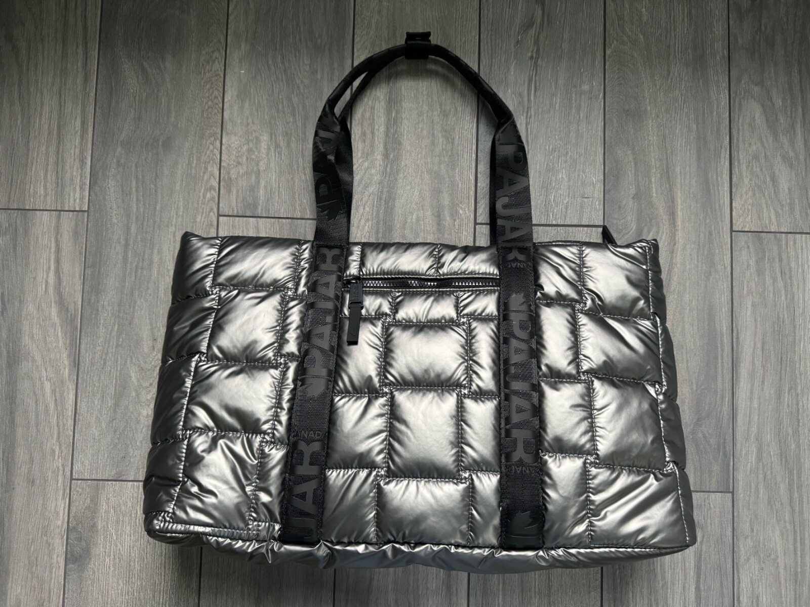 PAJAR QUILTED SHOULDER BAG TOTE, GUNMETAL, NWT, 21″W x 12″H x 6.75″D