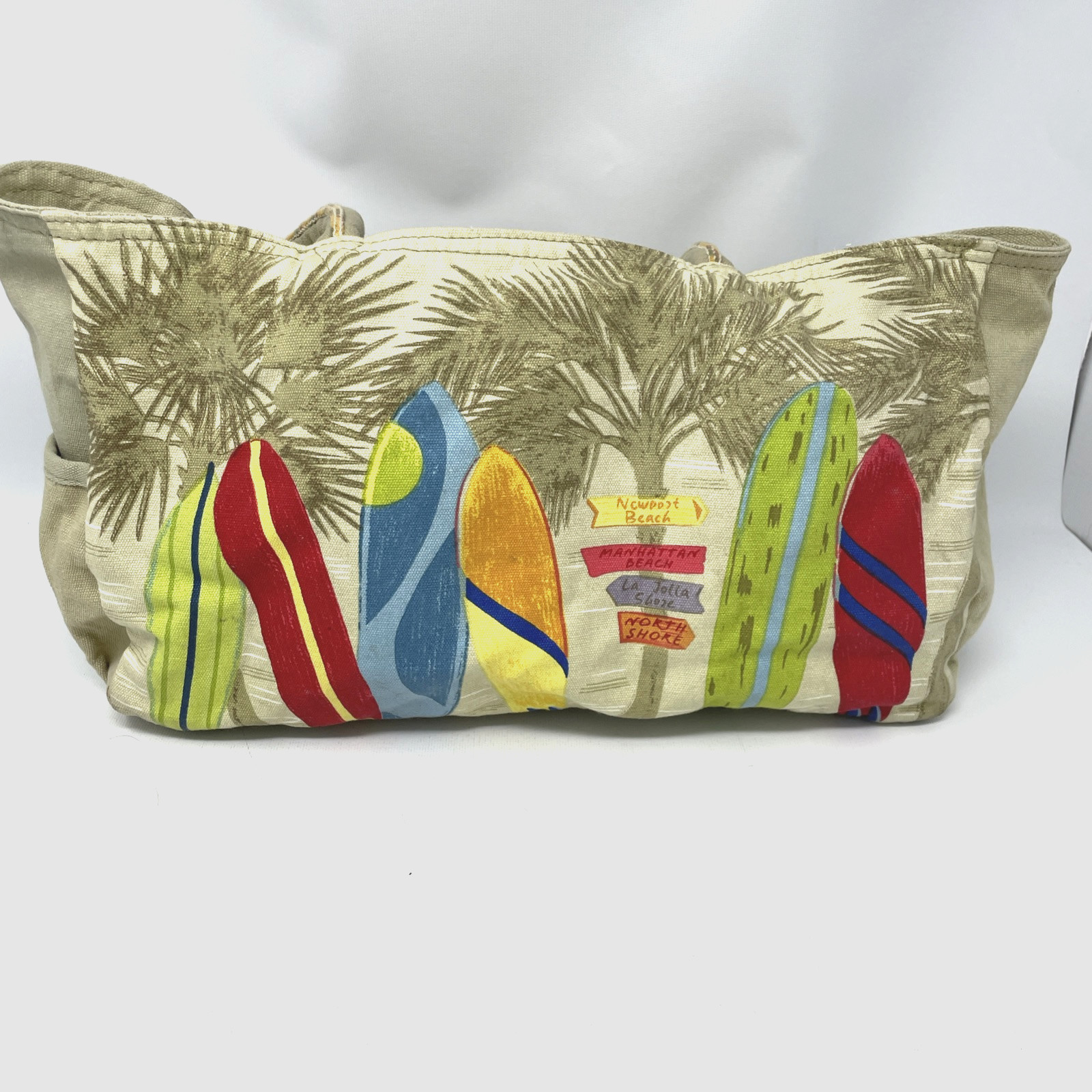 NWT Sun N Sand Paul Brent Beaches Canvas Embellished Bag Purse Zip La Jolla