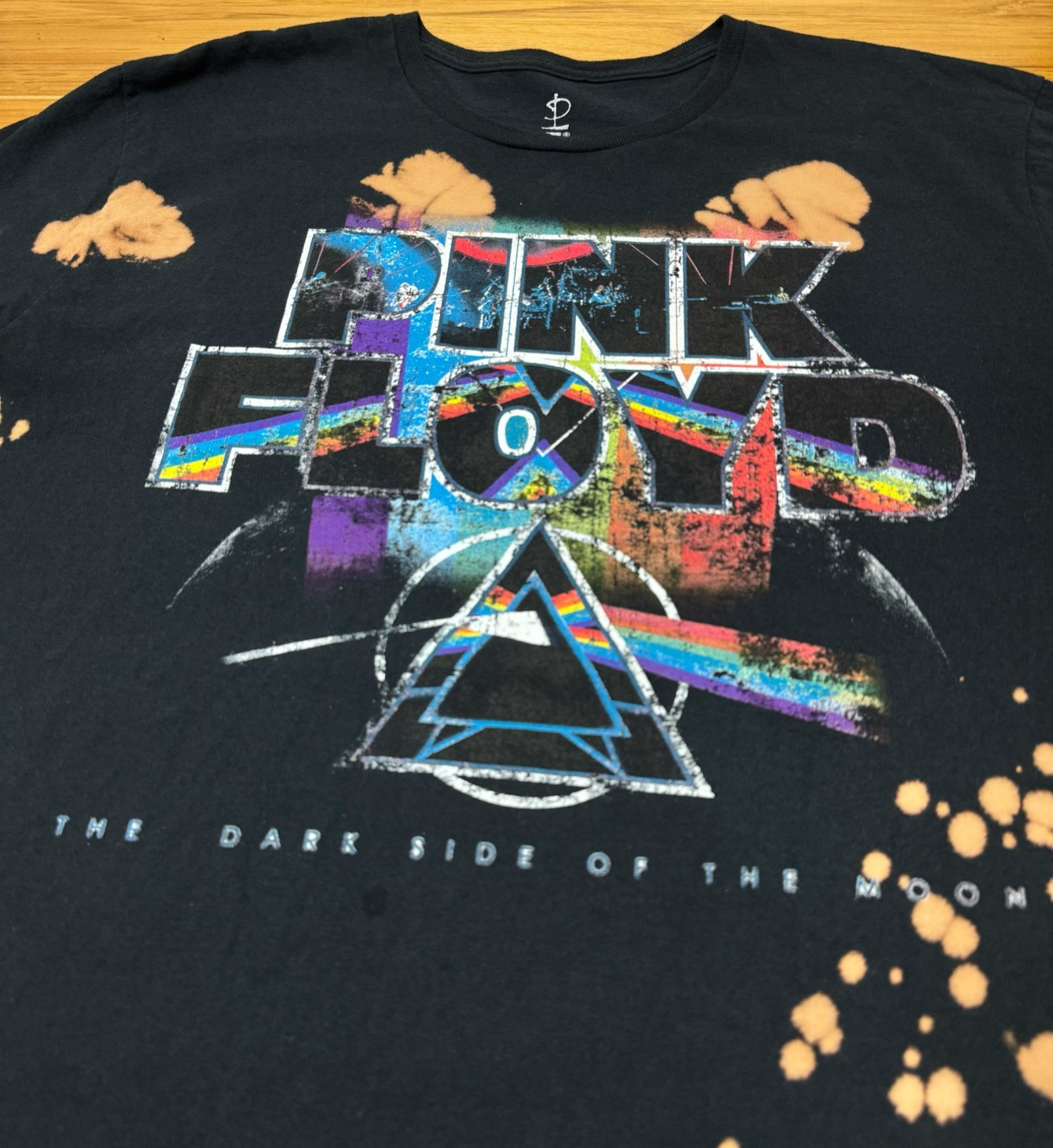 Pink Floyd Dark Side The Moon Shirt XL Custom Bleach Acid Wash Grunge Band Tee