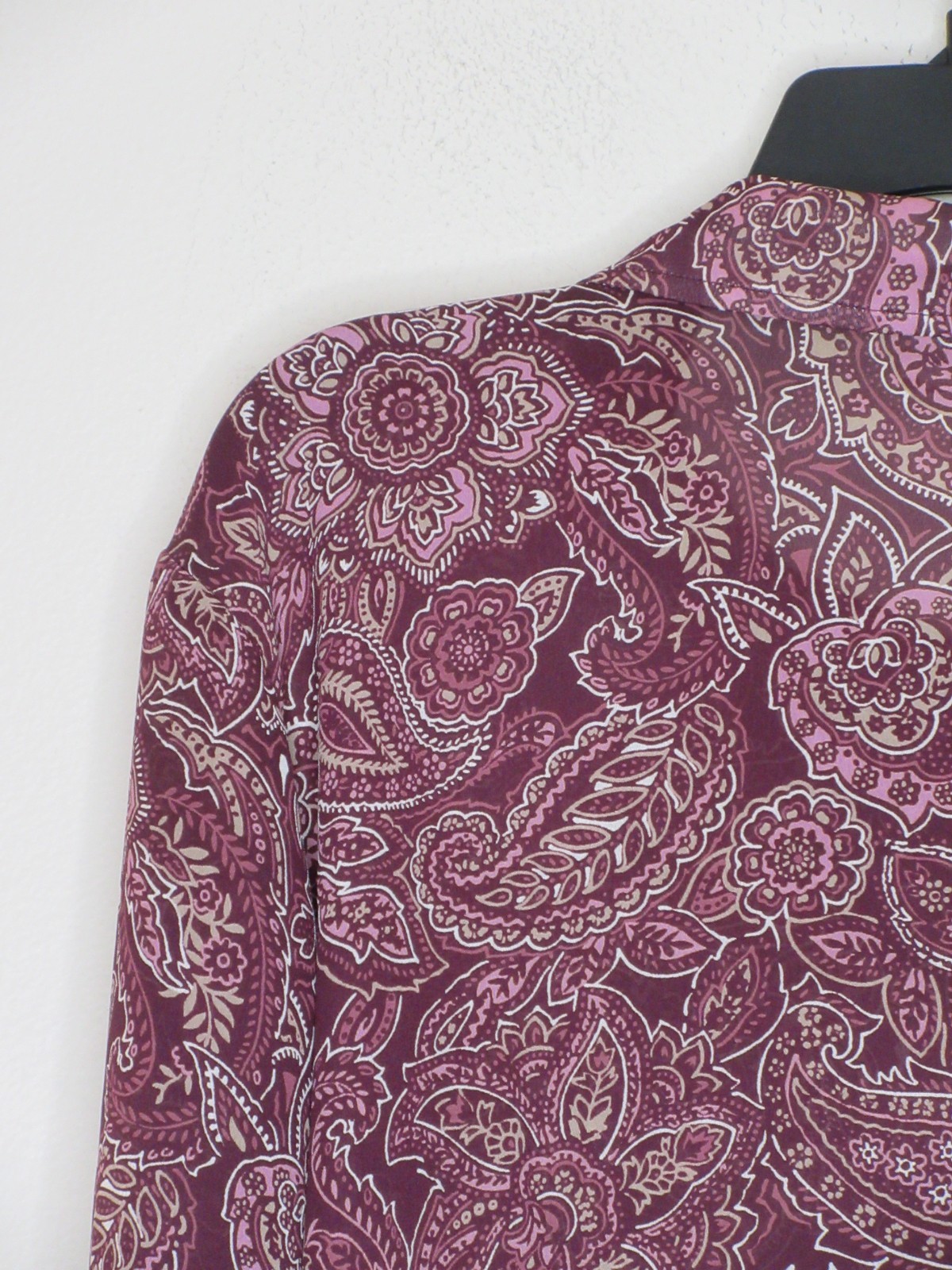 Cold Water Creek Womens Plus Size Purple Paisley Print Sheer Shirt Dress 2X B 53