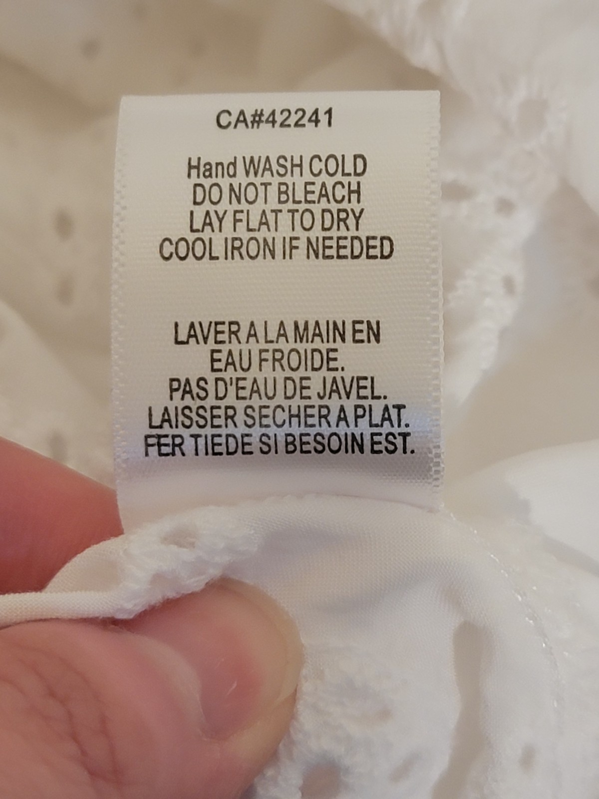 YFB Set Womens Medium White Eyelet Blouse & Skirt Lined 100% Rayon Hand Wash