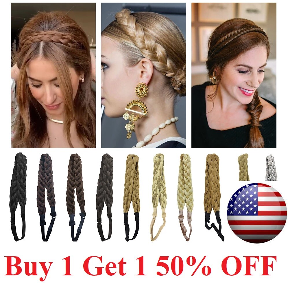 Natural Hair Band Plaited Headband Braided & Elastic Band Hair Extensions
