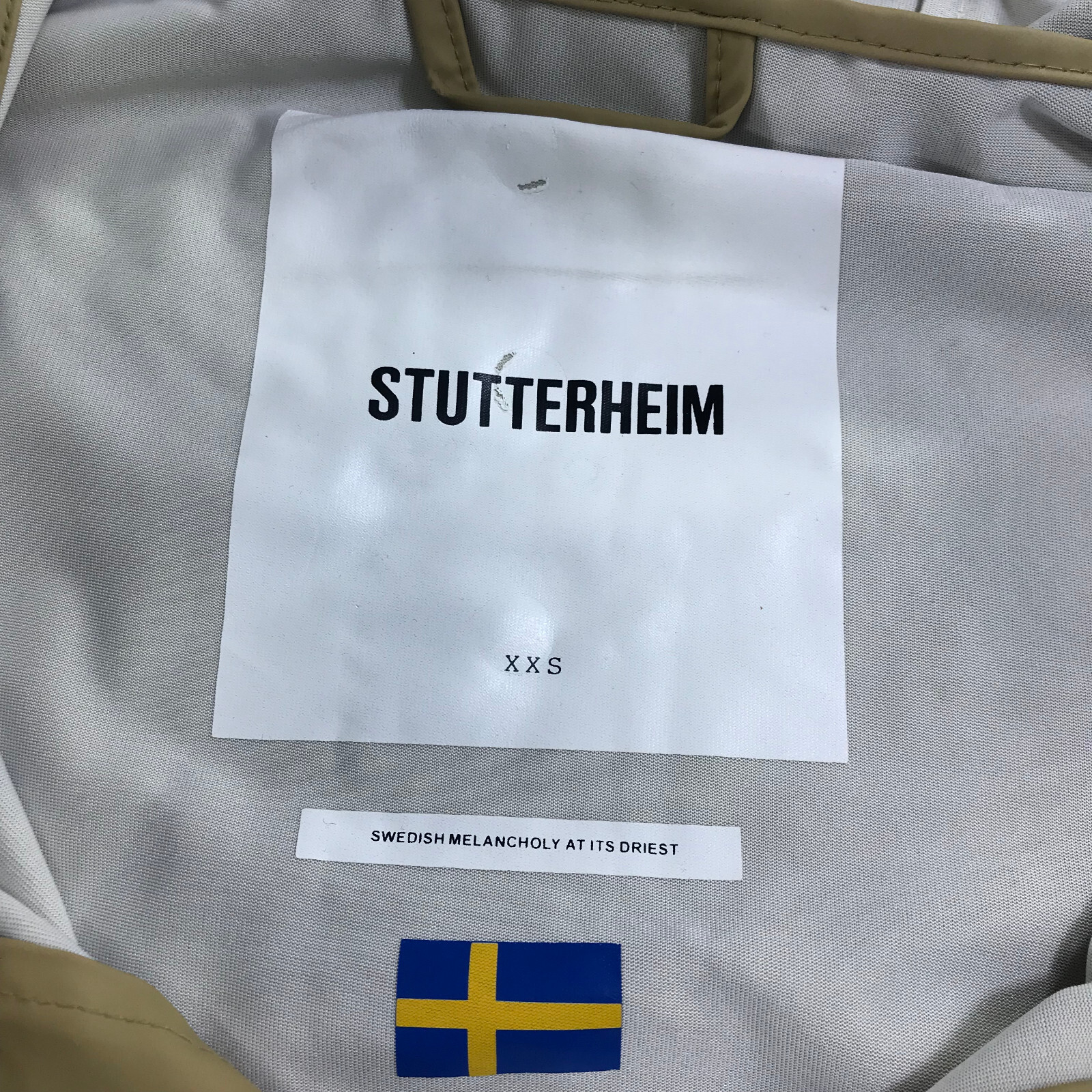 Stutterheim Jacket Mens 2XS XXS Snap Hoodie Hood Rain Coat Heavy Stockholm Nude