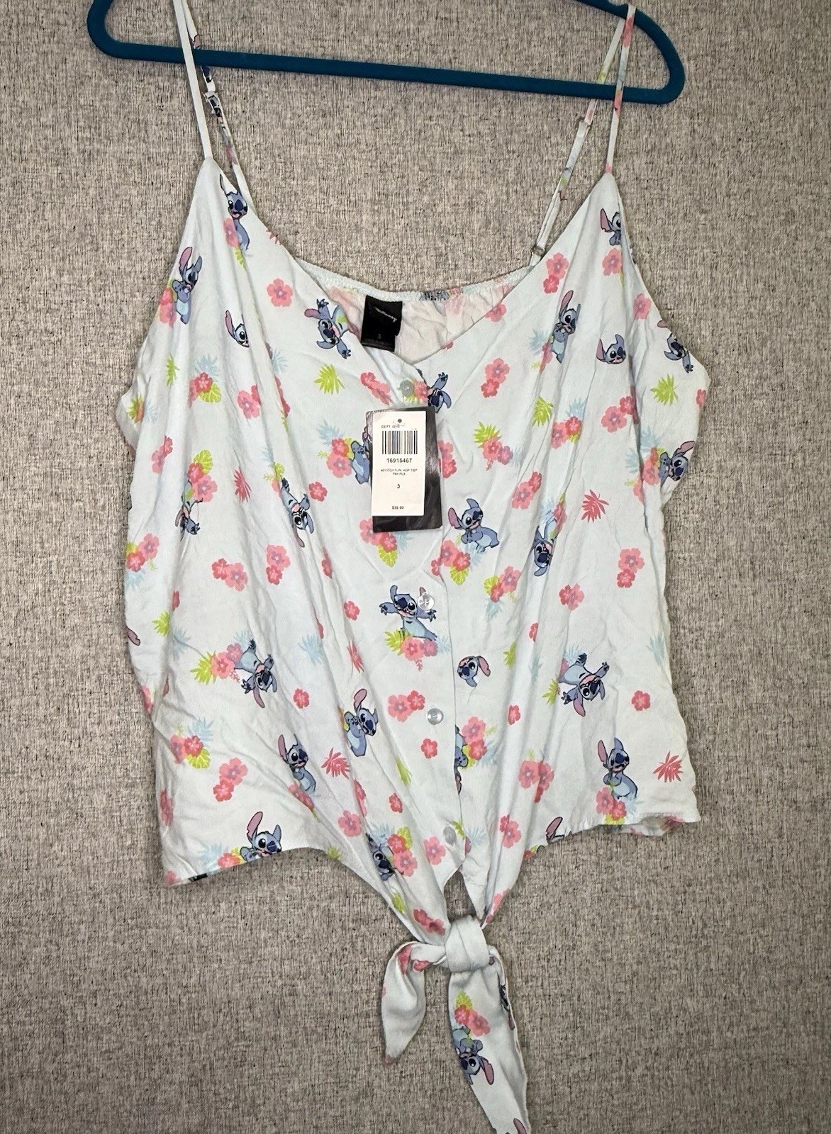 Disney Lilo and Stitch Floral Tie Front Tank – Blue and Pink Girls Plus Size 3