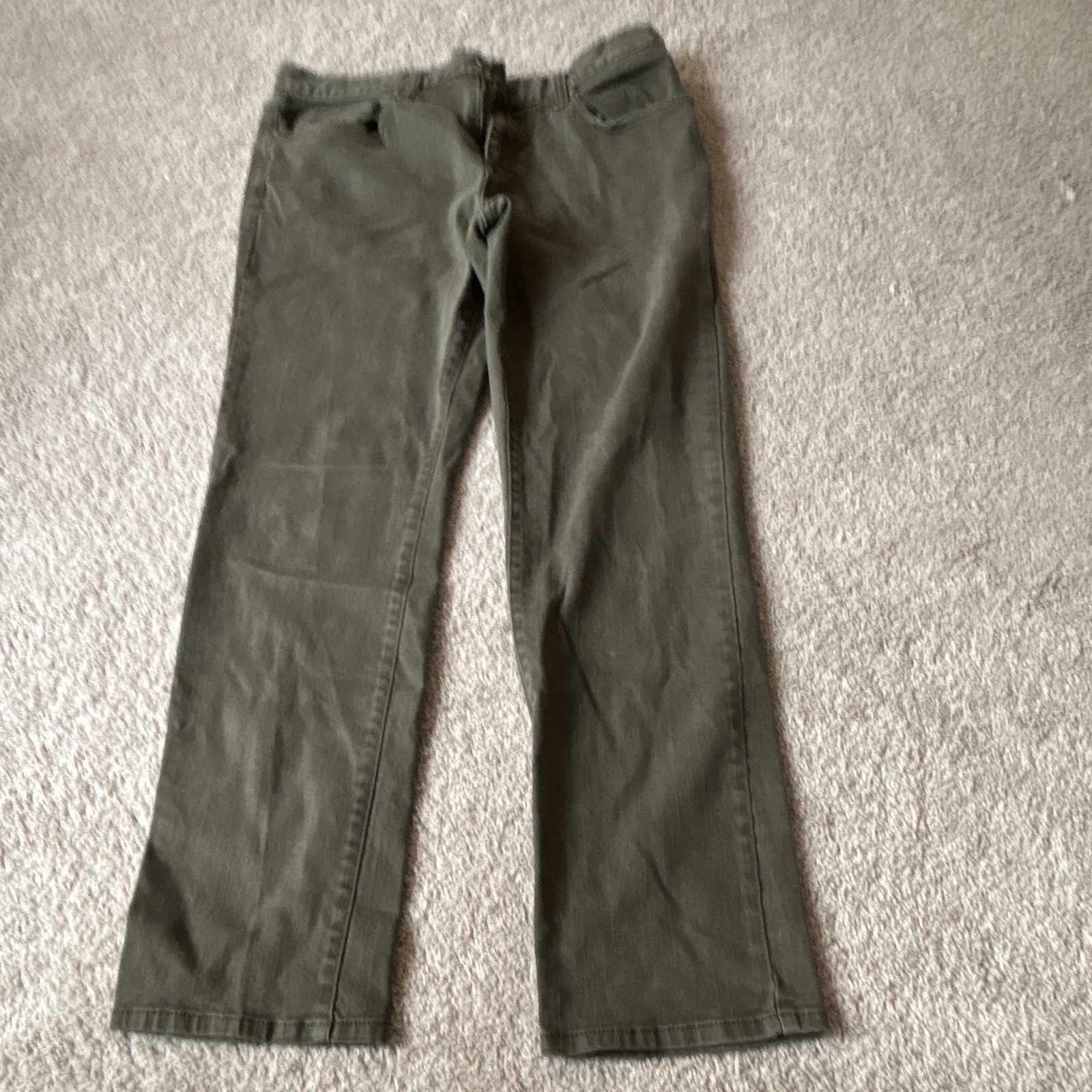 Commerce Green Stretch Cotton Twill Straight Leg Casual Pants 34W Flat Front
