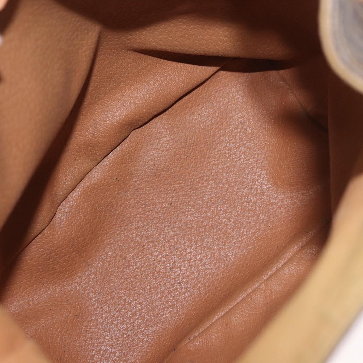 CELINE Macadam Canvas Backpack PVC Leather Brown Gold Auth bs35412