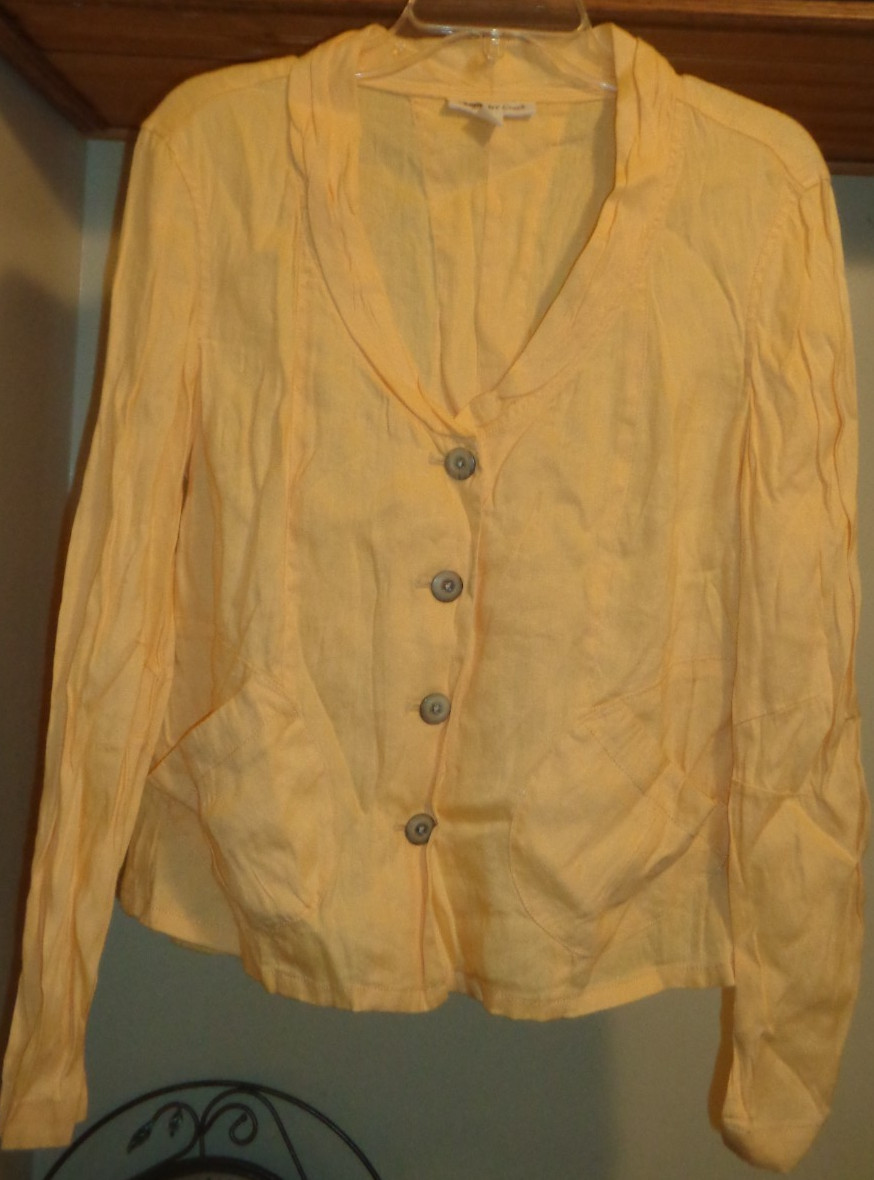 COLDWATER CREEK YELLOW SHAWL COLLAR LINEN “BYE” BLAZER JACKET NWT $99 SZ 10