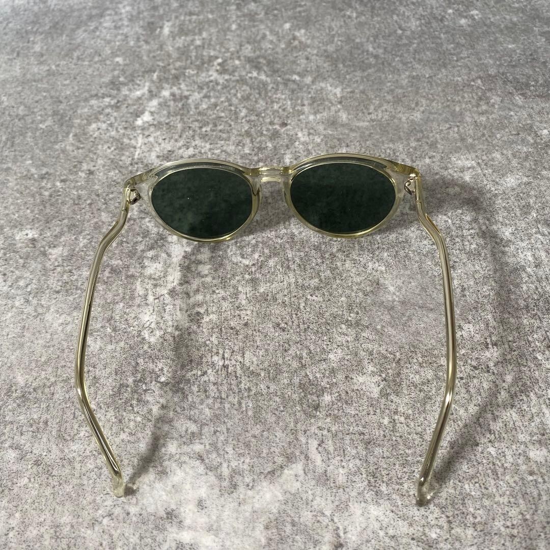 Ray Ban Bausch Lomb Clear Frame Round Sunglasses Vintage 1990s Green Lens B&L