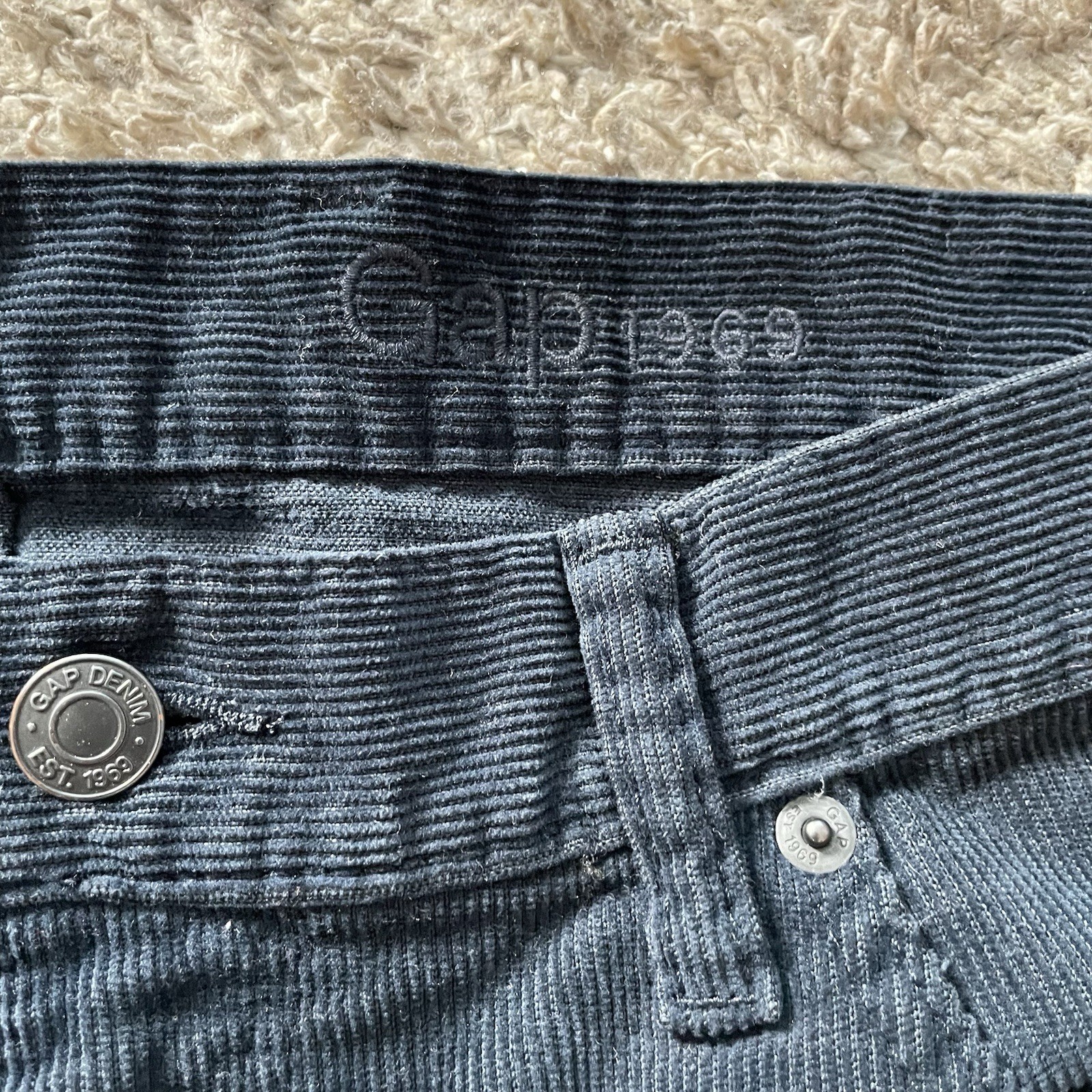 Gap Corduroy Pants Mens 36×32 Navy Straight Leg Cotton Five Pocket EUC Vtg Y2K