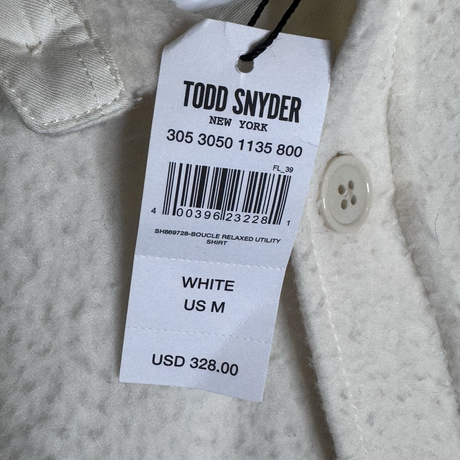 Todd Snyder Boucle Relaxed Utility Shirt Shacket Men’s Medium Cream White
