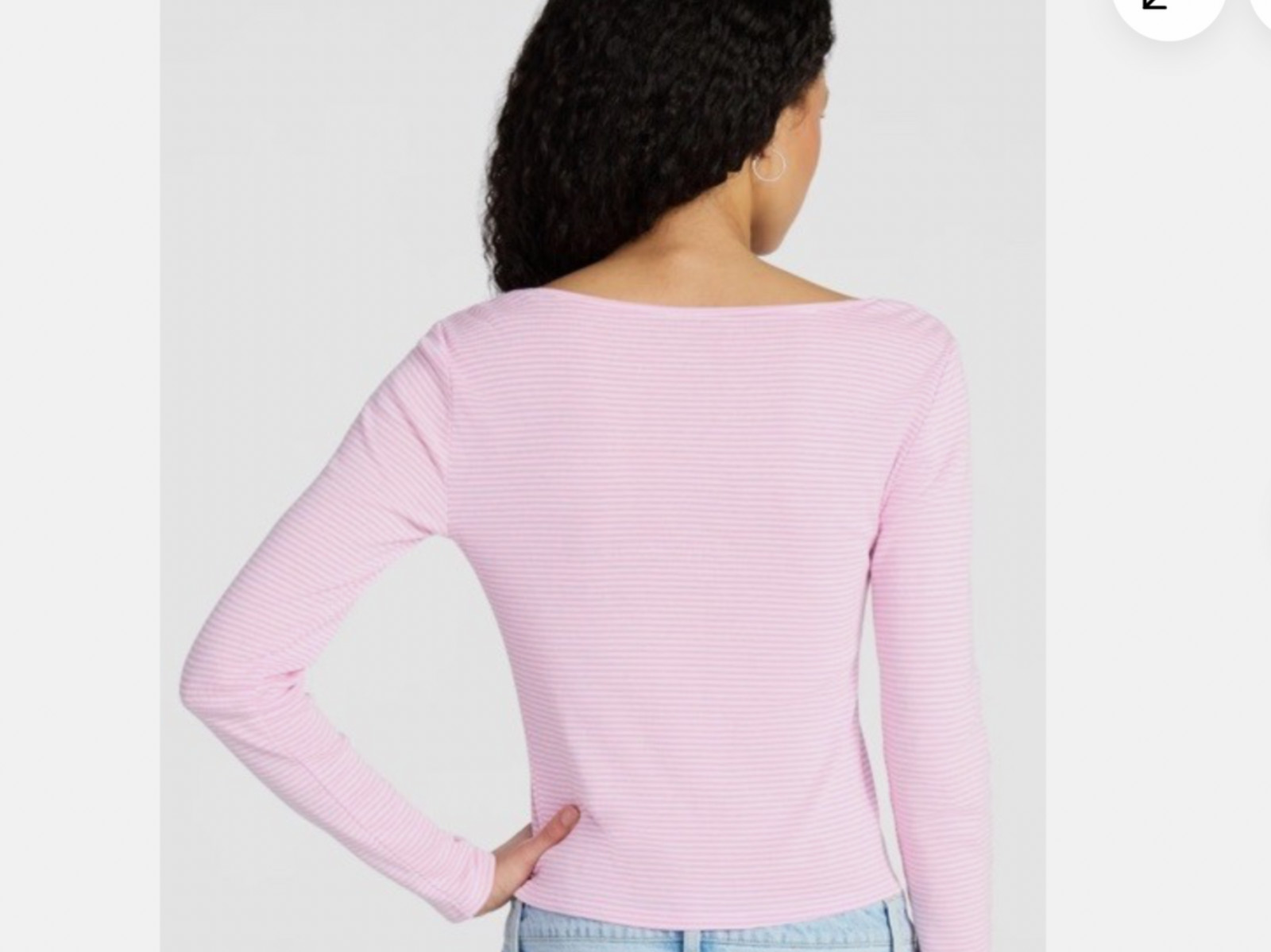 No Boundaries Women’s Lightweight Square Neck Pink Stripe Top Sizes XS M L XL