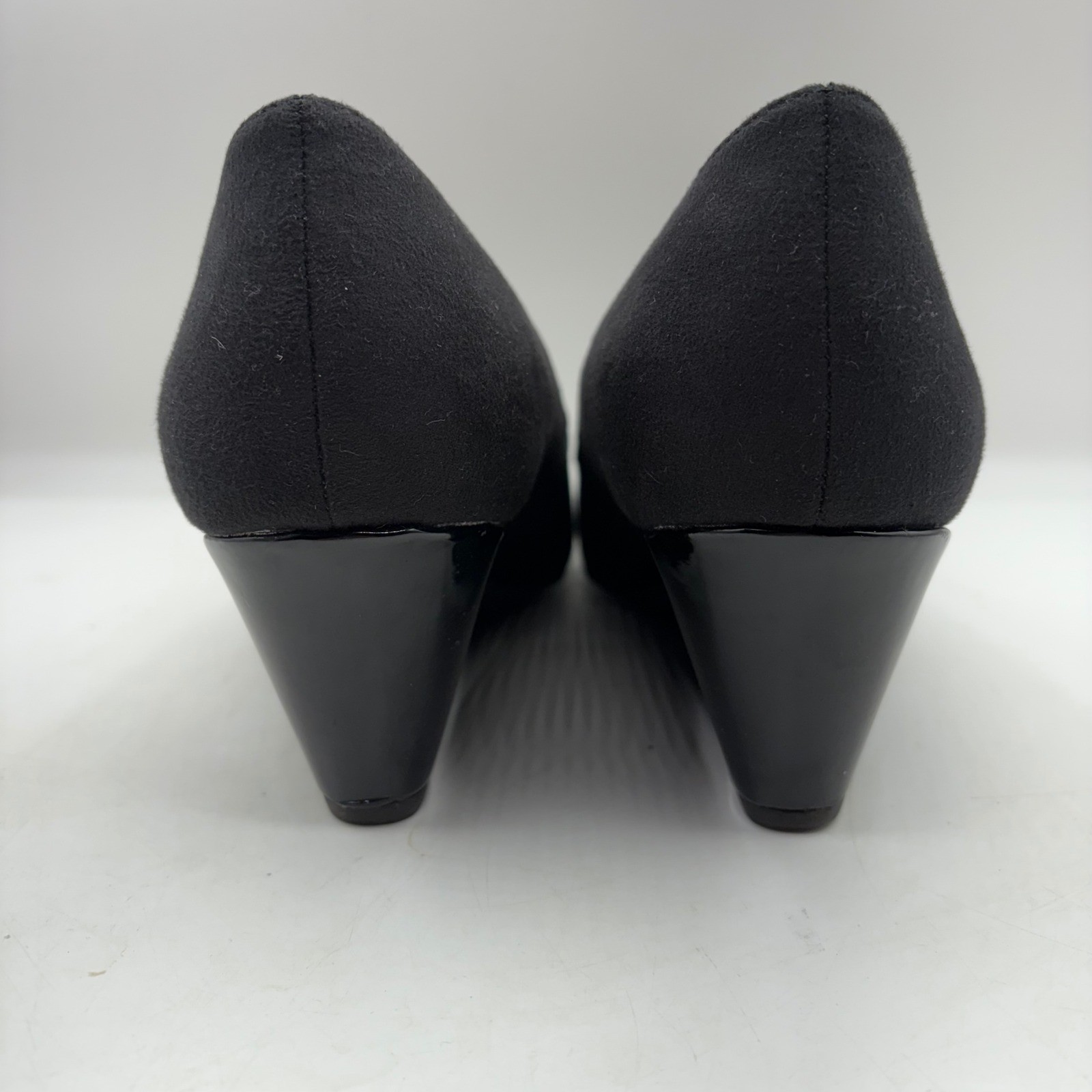 Comfort Plus by Predictions Black Peep Toe Wedge Heels Size 10
