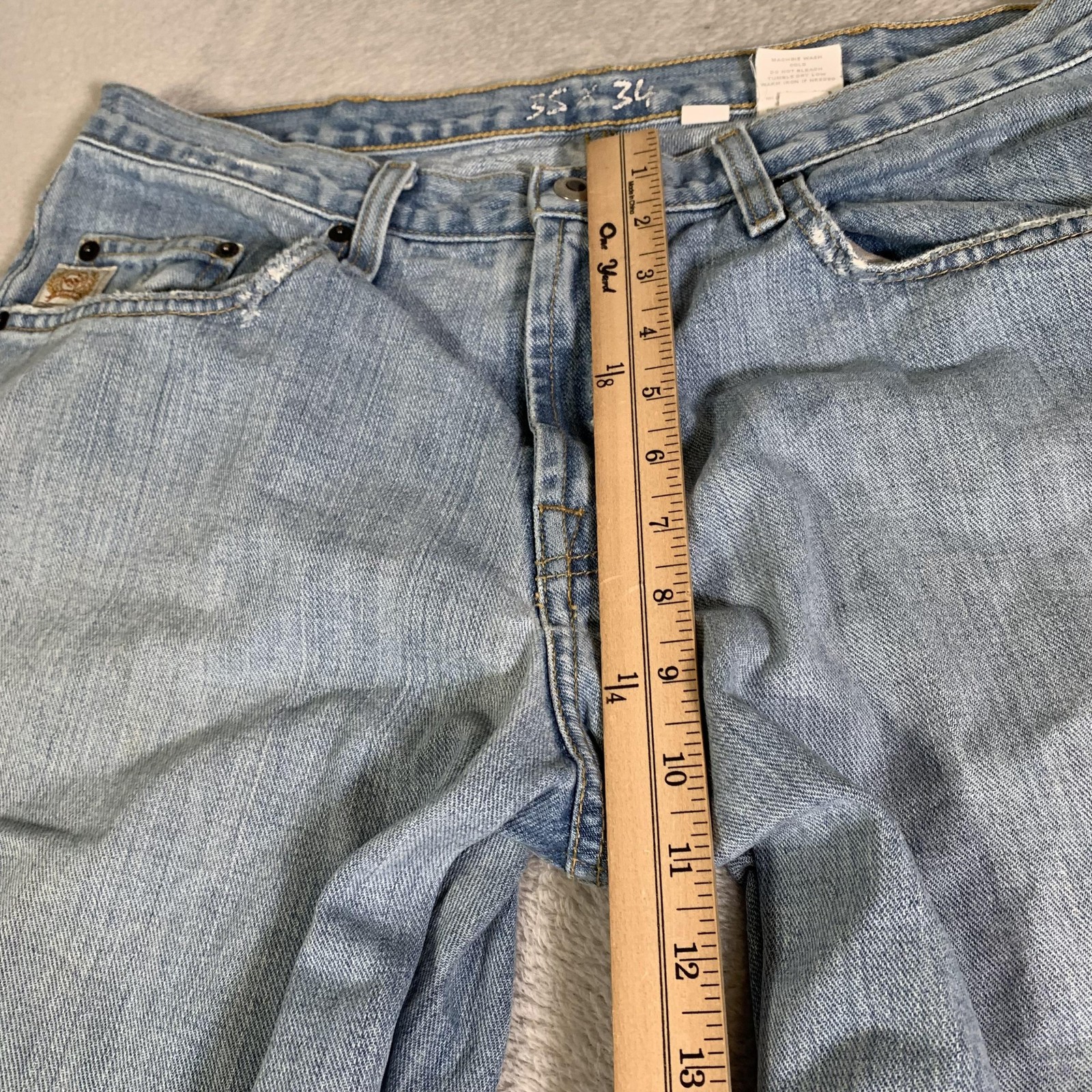 Cinch 003 White Label Rigid Jeans Mens 35×34 Blue Light Wash Stone Bootcut