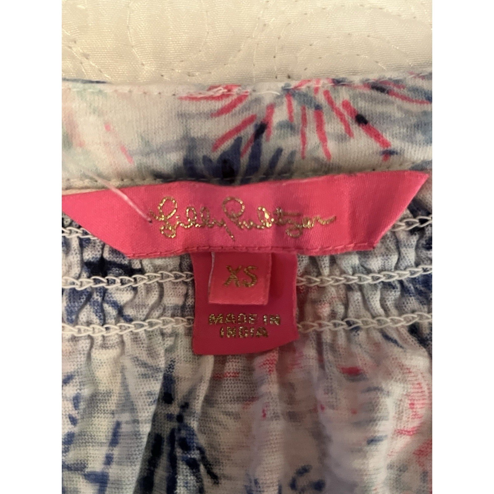 Lilly Pulitzer Sailboat Floral Henley Tank Top Pink Blue XS Sleeveless Smocked