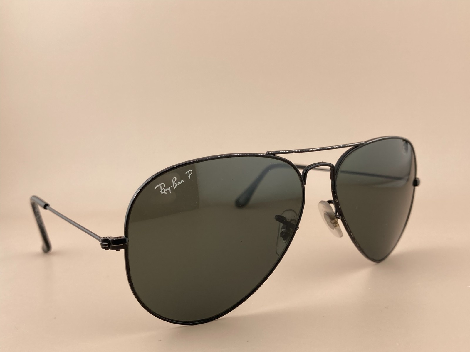 Ray Ban Sunglasses Black Aviators 59-15-125mm Gray Vintage Lenses SEE*