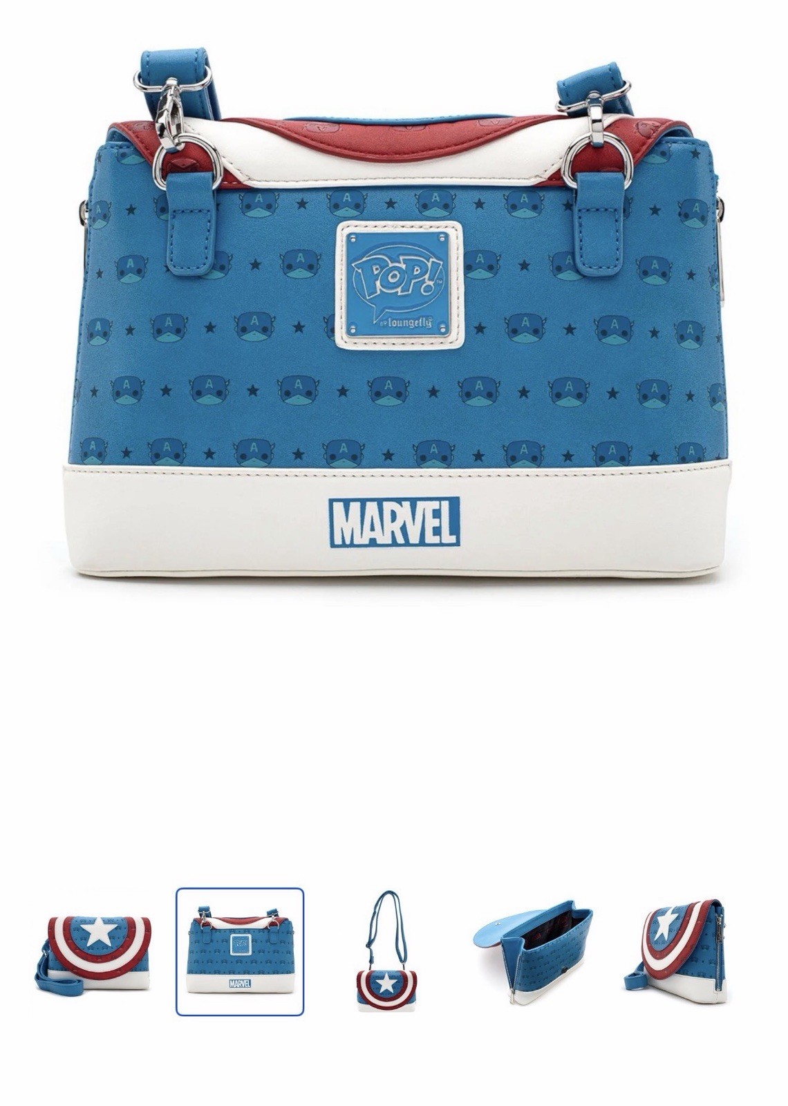 Loungefly X Marvel Funko Captain America Debossed Shield Crossbody Bag