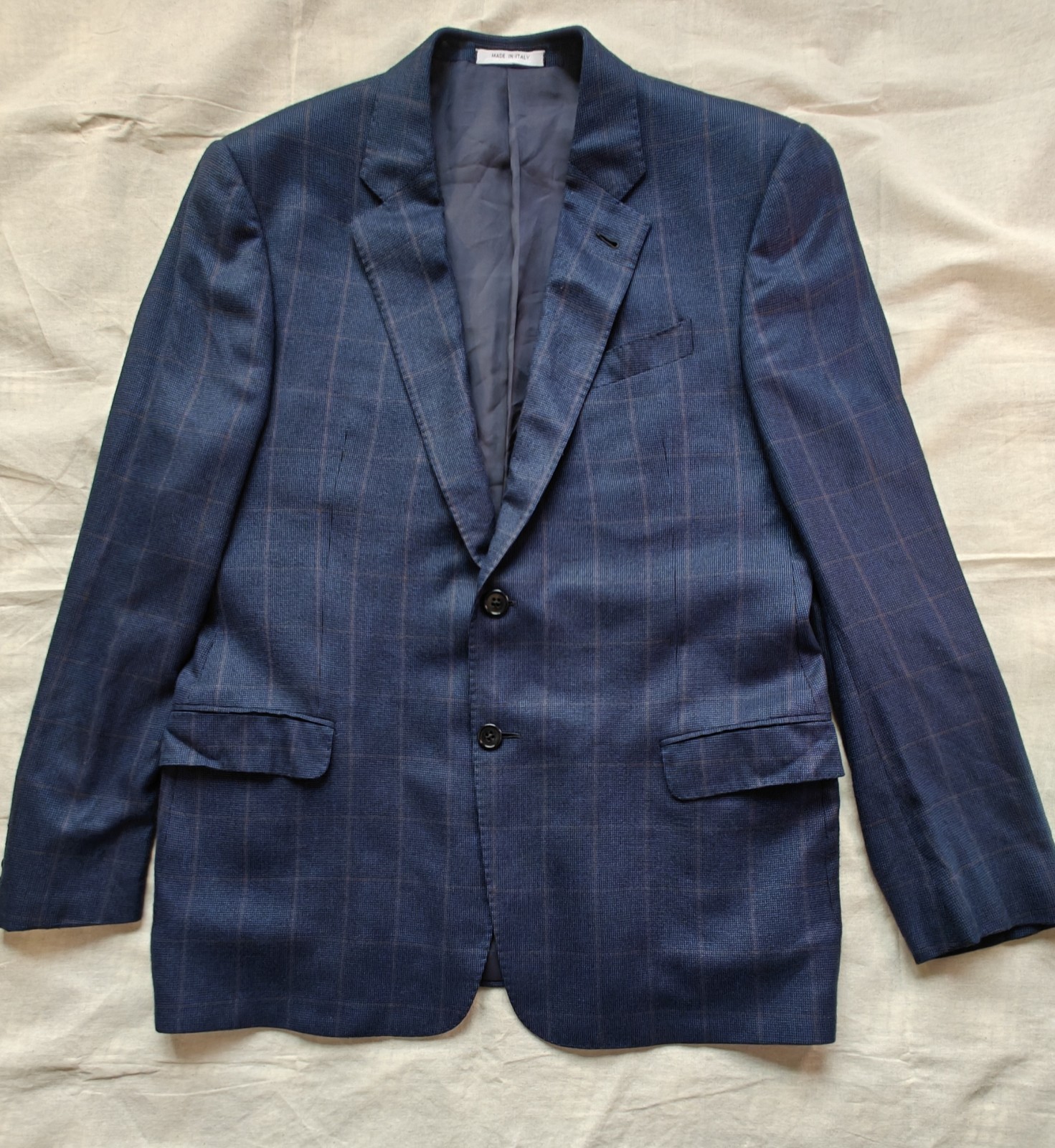 Armani Collezioni G LINE Blazer Jacket 42R(US) IT52 Blue Windowpane Check Italy