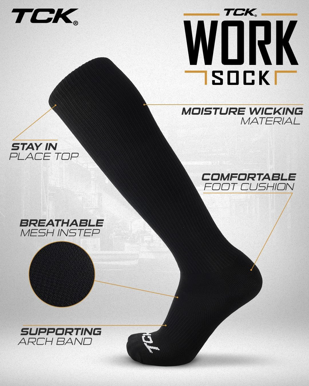 Over the Calf Work Socks for Men and Women 9-11 10-13 13-15 Moisture Wicking Tal