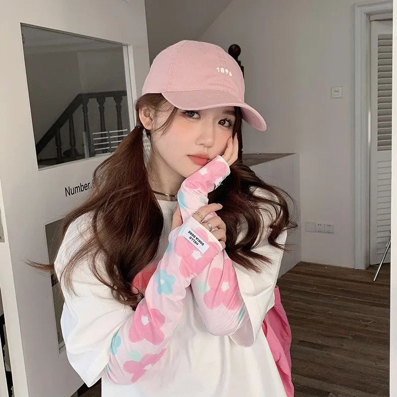 Summer Sun Protection Arm Sleeve for Women Butterfly Flower Ice Long Sleeve UV R