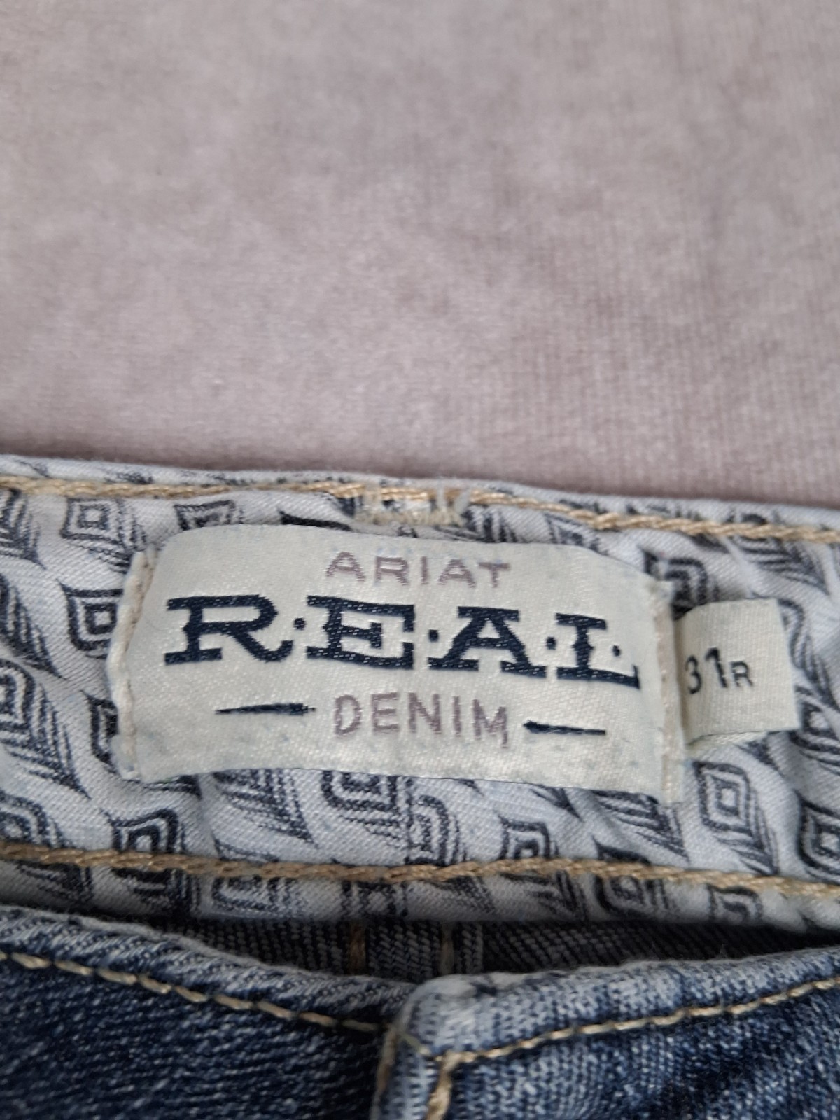 Ariat Real Jeans Womens 31R Blue Flare Leg Raw Hem Mid Rise Western Boot 32″