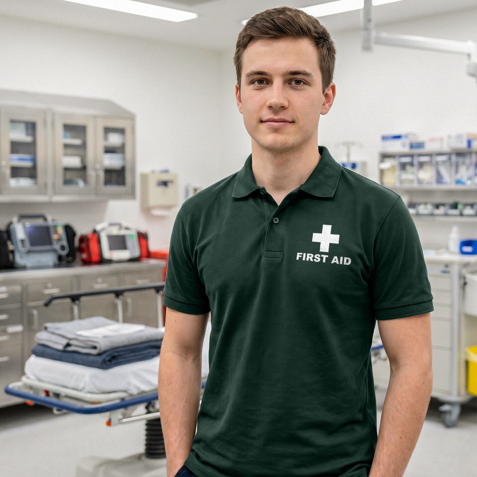 First Aid Polo Shirt | Safety Workwear Medical Emergency Staff Hospital Uniform