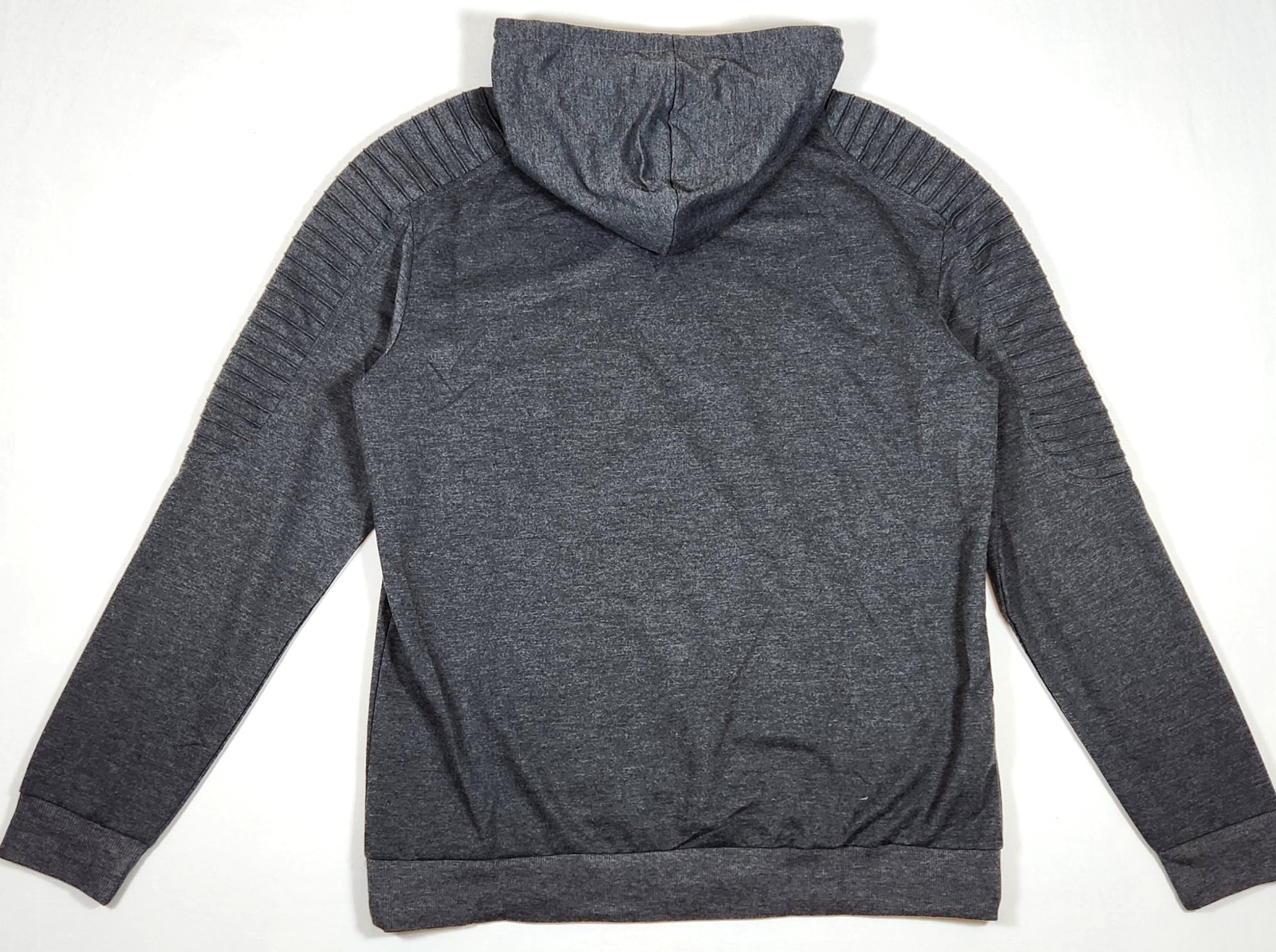Coofandy Men’s Athletic Pleated Biker-Style Sleeves Grey Pullover Hoodie – L