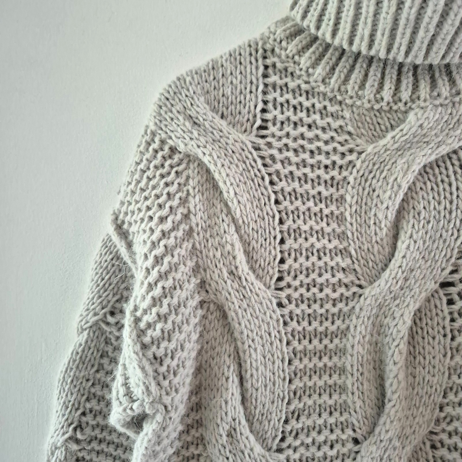 Diesel wms Chunky Cable Knit Jumper M Wool Blend soft Grey