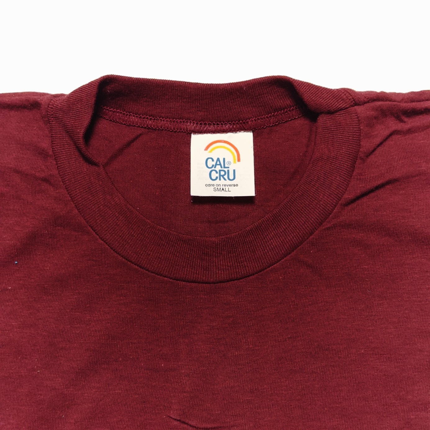 Vintage Cal Cru Adult S Maroon T-Shirt Short Sleeve Made in USA NOS